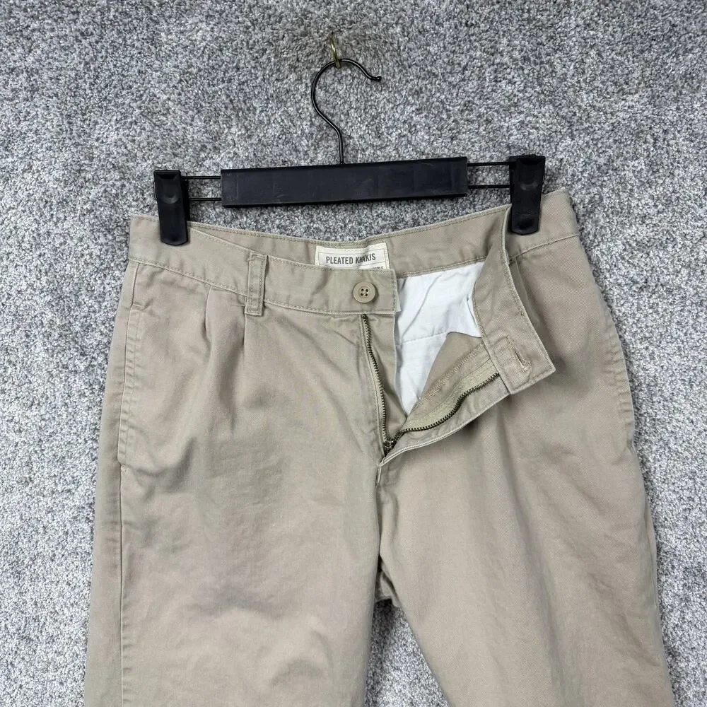 Vtg Y2K Old Navy Pleated Khakis Pants Boys 14 27x25 Beige Twill School Uniform